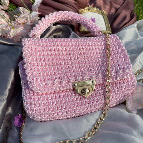 Pembe örgü pinterest çanta
