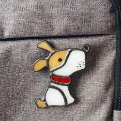 Vitray Minik Köpek Broş-Çanta Süsü