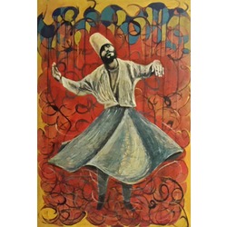 semazen tual üzerine yağlıboya 60x80cm
