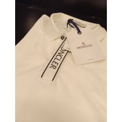 MONCLER (Yaka ve Kol) detaylı beyaz polo yaka t-shirt 
