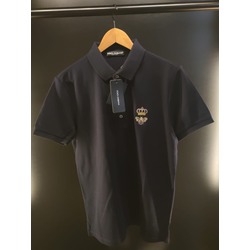 Dolce&Gabbana Lacivert Polo Yaka Nakışlı T-shirt