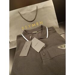 Prada Naylon detaylı, pamuklu streç polo yaka t-shirt 