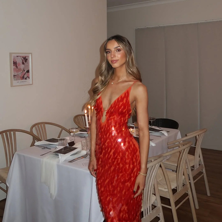 Red sequin night dress 