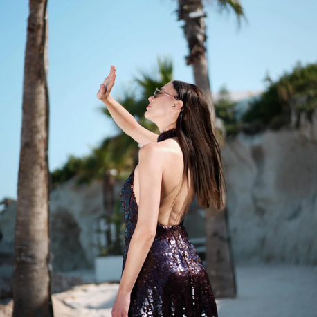 Brown sequin night dresss