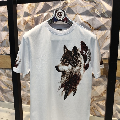 2016 Kurt Baskılı Beyaz Basic T-Shirt