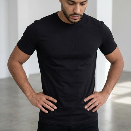 SLIM FIT BASIC TEE | BLACK (Kısa Kol Bisiklet Yaka Yumuşak Dokulu Süpreme Penye Siyah T-Shirt
