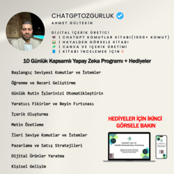 ChatGPT Yapay Zeka Kursu + ChatGPT Komutlar Kitabı Hediyesi
