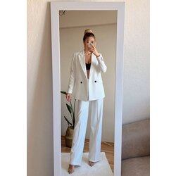 Beyaz Blazer Ceket Pantolon Takım