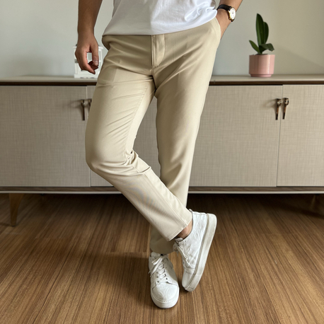 SLİM FİT KREM KUMAŞ PANTOLON