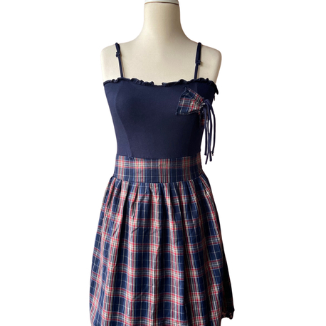 Navy Plaid Dress