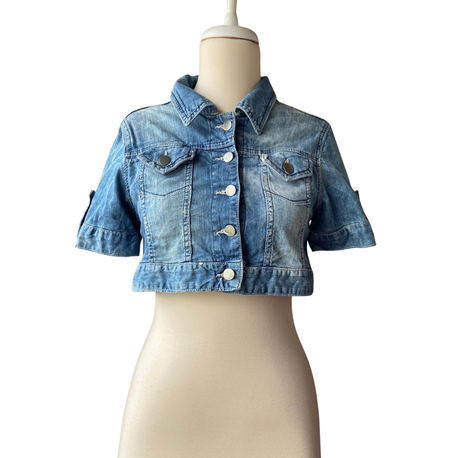 Y2K Washed Denim Crop Jacket
