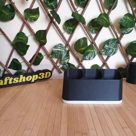 Craftshop3D 3 Gözlü Masa Üstü Organizer – Kumanda & Kalemlik Aksesuarı