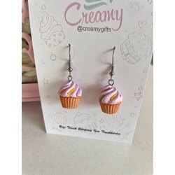 Lila cupcake küpe