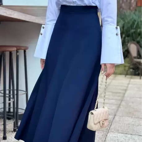 Cashmere Moda Kadın Tesettür Kloş Uzun İthal Scuba Çan Etek