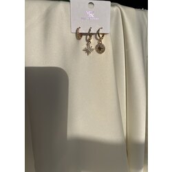 3lü Gold Kuzey Yıldızı Küpe Seti