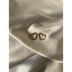 Minik Kalp Gold Çelik Küpe