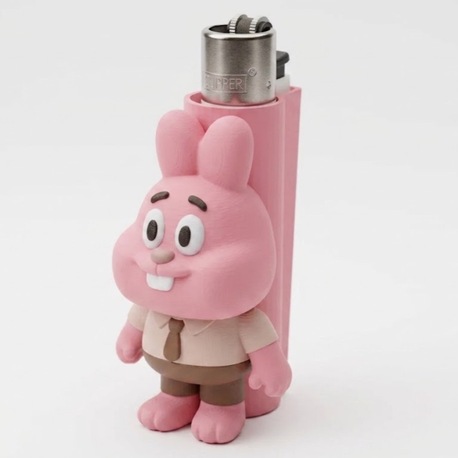 Pembe Tavşan Figürü Çakmak Kılıfı 3D Baskı