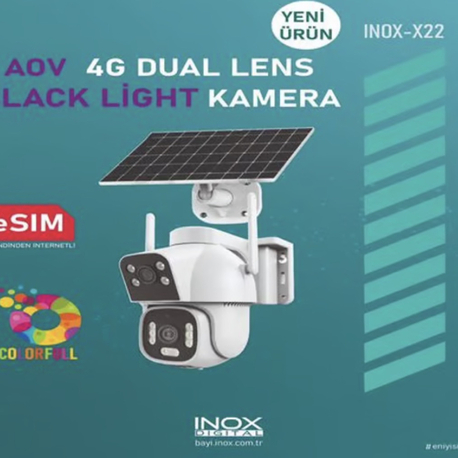 İNOX X22 ÇİFT LENS e-SİM SOLAR KAMERA 