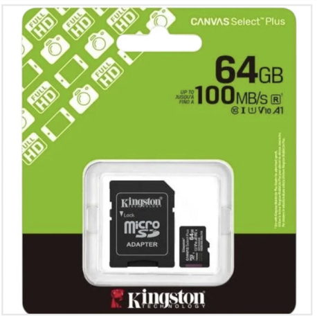 Kingston SDCS3-64GB 64GB microSDXC Canvas Select Plus Gen3 100MB-s A1 Card + Adapter Hafıza Kartı