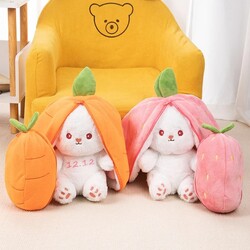ÇİLEK UZUN KULAKLI PELUŞ TAVŞAN OYUNCAK-YASTIK 25CM