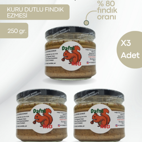 Malatya Kurusu Dutlu Fındık Ezmesi 250 Gr. (3 Adet) - Meyveli Taneli Yoğun Kıvam