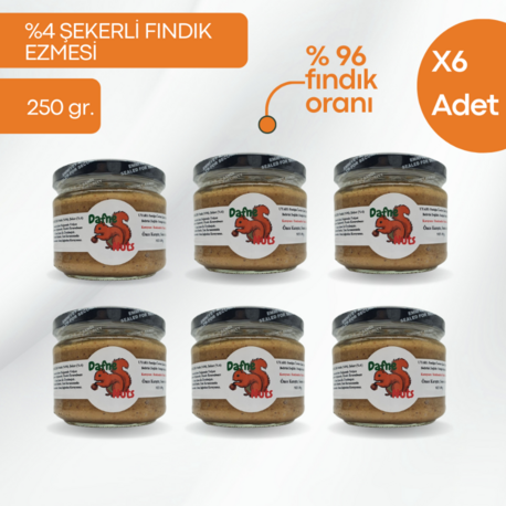 Az Şekerli Fındık Ezmesi 250 Gr. (6 Adet) - Taneli Yoğun Kıvam