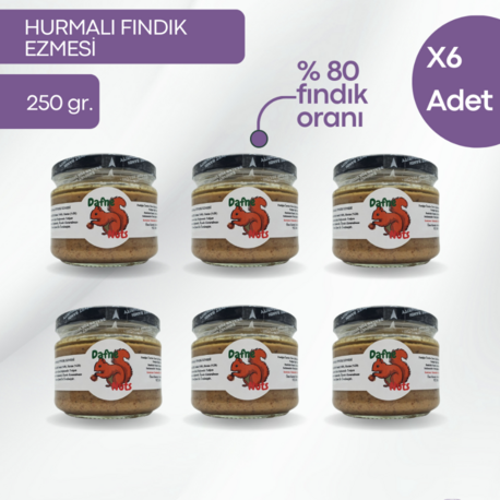 Hurmalı Fındık Ezmesi 250 Gr. (6 Adet) - Meyveli Taneli Yoğun Kıvam