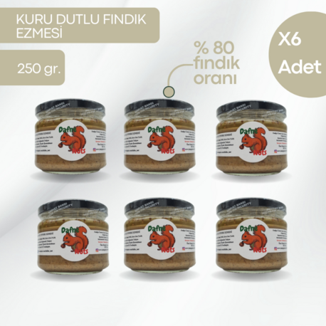 Malatya Kurusu Dutlu Fındık Ezmesi 250 Gr. (6 Adet) - Meyveli Taneli Yoğun Kıvam
