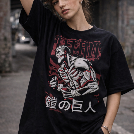 Attack on Titan Colossus Titan DW1 Oversize Siyah Tişört