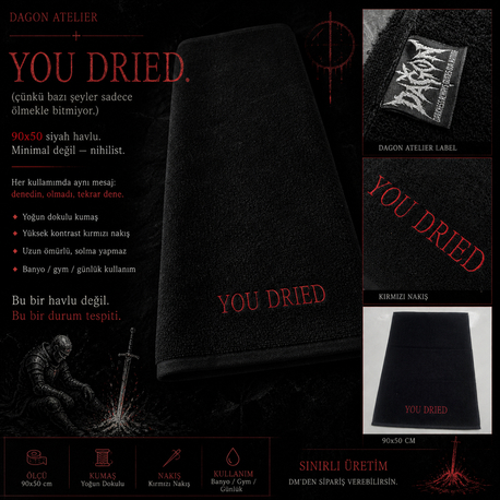 Dark Souls You Dried 90x50 Siyah Havlu