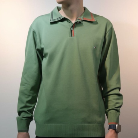 Polo Yaka Uzun Kollu Erkek Sweat – Yeşil