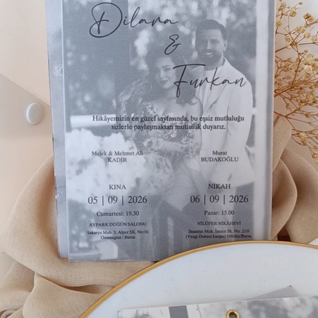 Kuş gözlü davetiye, şeffaf zarfa baskılı