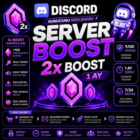 Discord Sunucu Boost x2 | 1 Ay