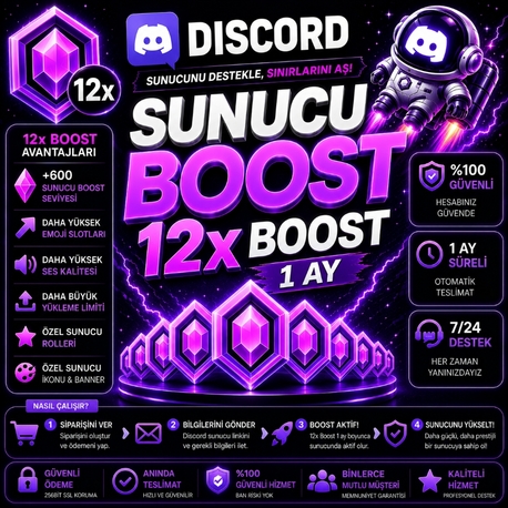 Discord Sunucu Boost x12 | 1 Ay