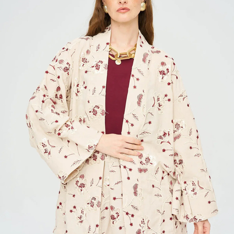İşlemeli Kimono Etek Takım