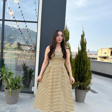 Çizgili Askılı Elbıse