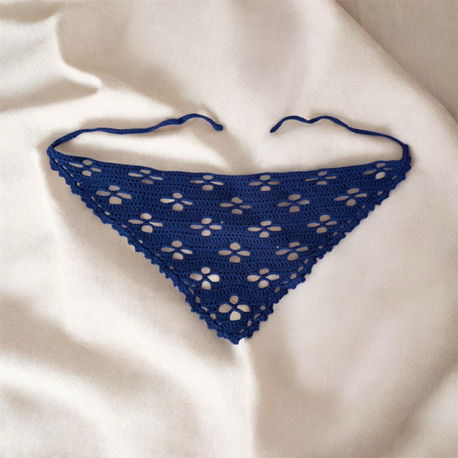 Lacivert Çiçekli Bandana 