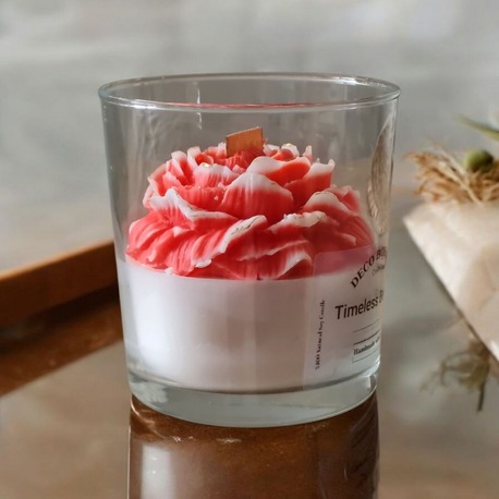 El yapımı özel tasarım gül kokulu soya mum,Hediyelik mum,Vegan mum,Ahşap fitilli