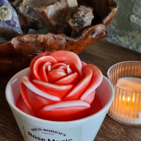 Beyaz Kasede Gül Kokulu Soya Mum,Dekoratif Hediye,Vegan Mum