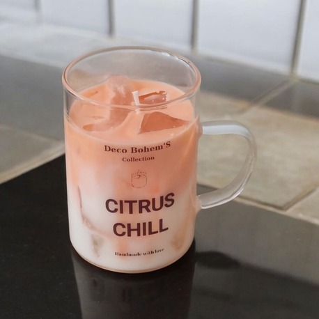 El yapımı Soya&Jel Mum, Begamot Ve Portakal Kokulu Mum,Hediyelik Mum,Ice Matcha Mum