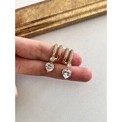 Xuping İkili Görünüm Kalp Taşlı Küpe