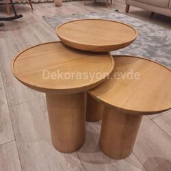 OLUKLU TABLA VERNİKLİ 3LU SET (kalın ayak)