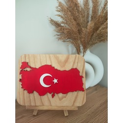 Türkiye Haritası - Kabartmalı Ahşap Tablo 