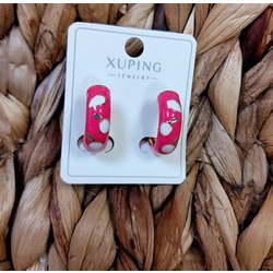 Xuping mineli halka küpe pembe vip çelik