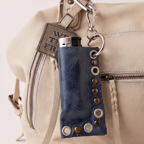 Blue Leather Lighter Case