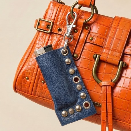 Blue Leather Lighter Case