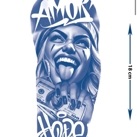 sonradan kararan gangsta kadın dolar hop ve Amor yazı desen geçici dövme