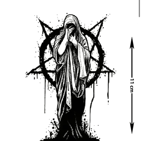 Pentagram desen geçici dövme minimal