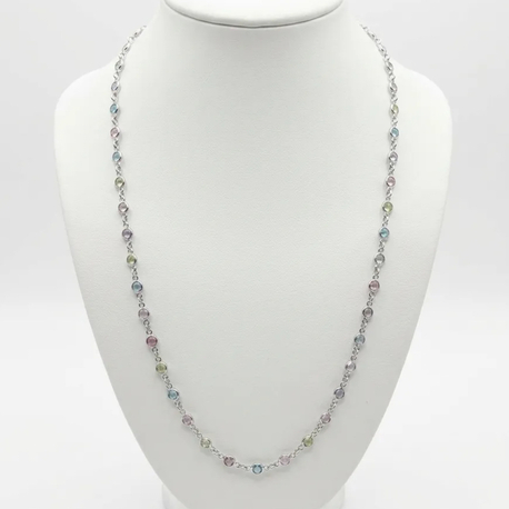 Renkli taşlı silver kolye