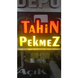 TAHİN PEKMEZ Yazılı Tabelası 3D LED Tabela Logo Hazır Tabela Neon Etkili Işıklı Kutu Harf Tabela
